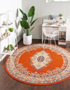 Tabriz Tapestry Collection Area Rug - Azerbaijan (Terracotta) Round Terracotta  lifestyle 20