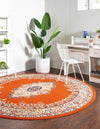 Tabriz Tapestry Collection Area Rug - Azerbaijan (Terracotta) Round Terracotta  lifestyle 25