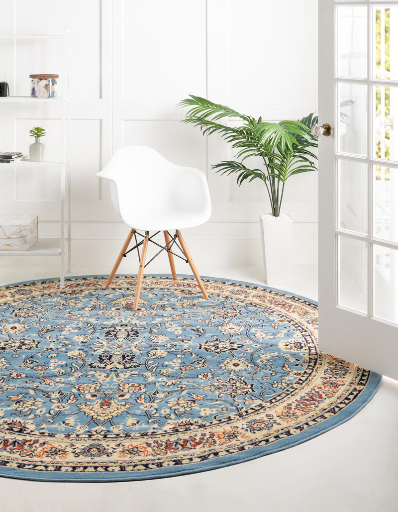 Isfahan Elegance Collection Area Rug - Naghsh-e Jahan (Light Blue) Round Light Blue  lifestyle 24