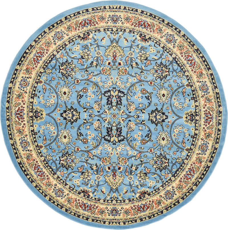 Isfahan Elegance Collection Area Rug - Naghsh-e Jahan (Light Blue) Round Light Blue  lifestyle 16