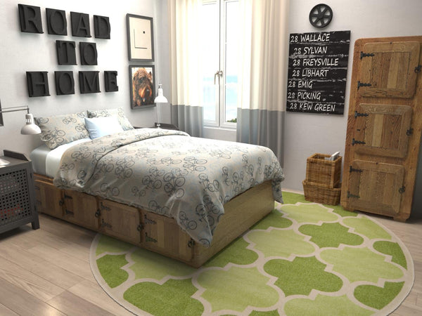Lattice Gardens Collection Area Rug -  Gardenisle Round Green  lifestyle 16