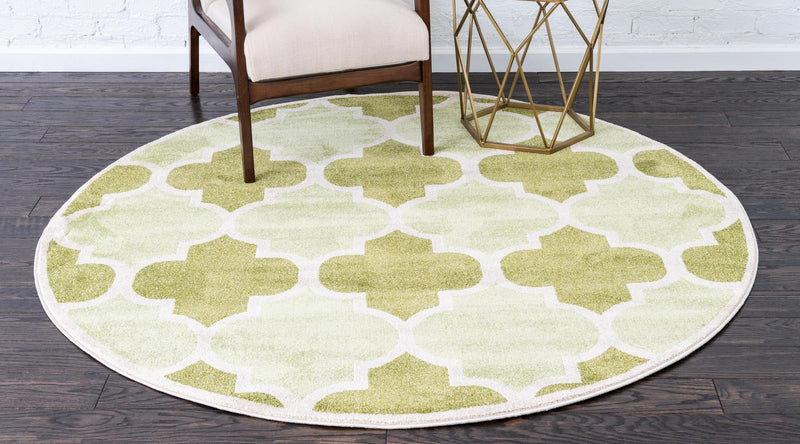 Lattice Gardens Collection Area Rug -  Gardenisle Round Green  lifestyle 17