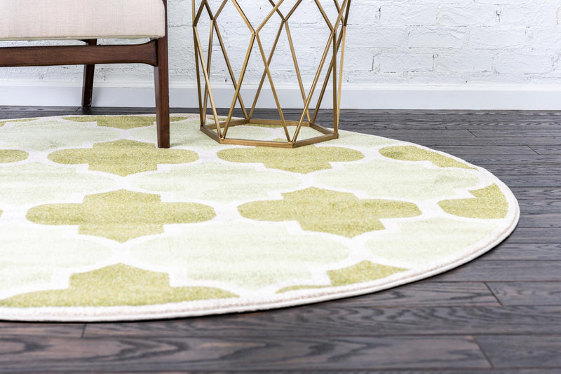 Lattice Gardens Collection Area Rug -  Gardenisle Round Green  lifestyle 18