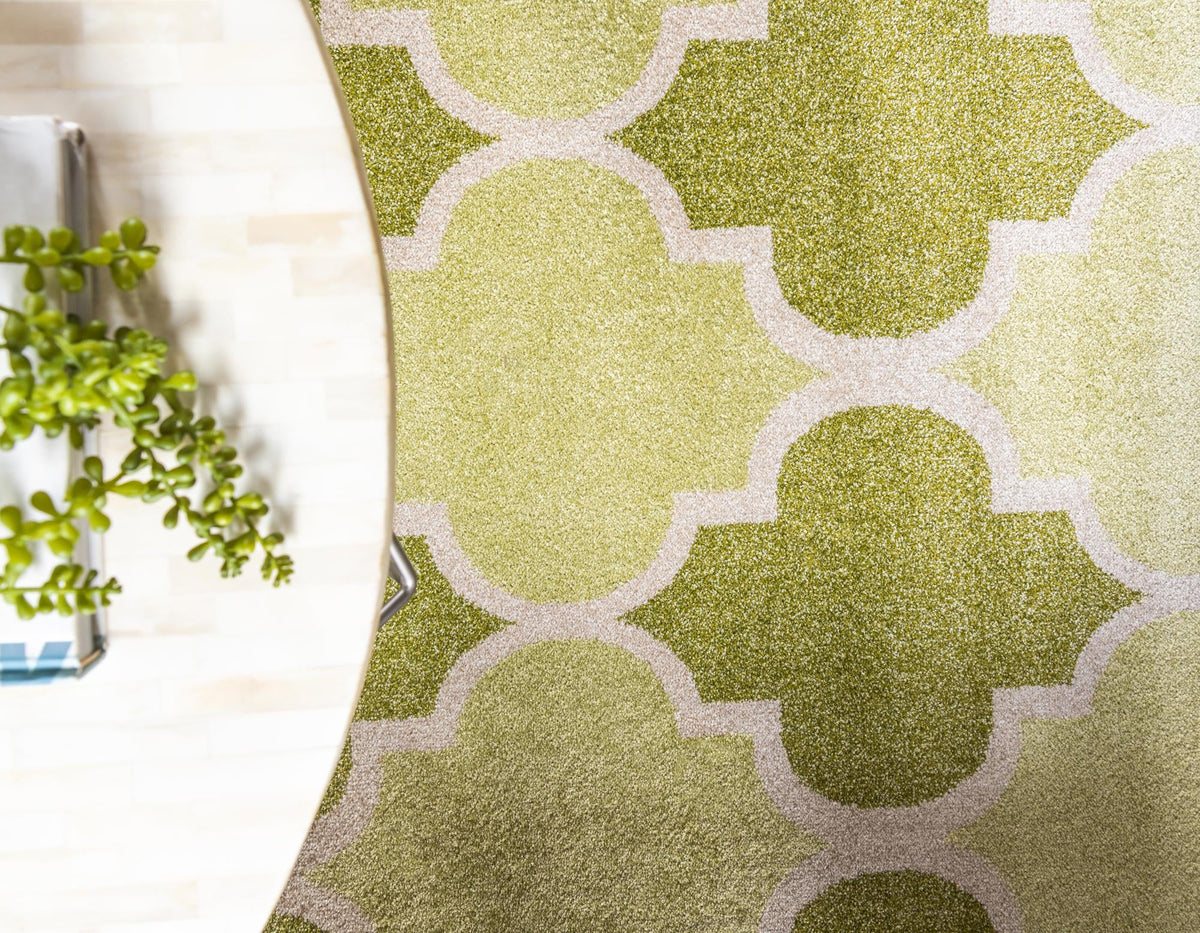 Lattice Gardens Collection Area Rug -  Gardenisle Round Green  lifestyle 20