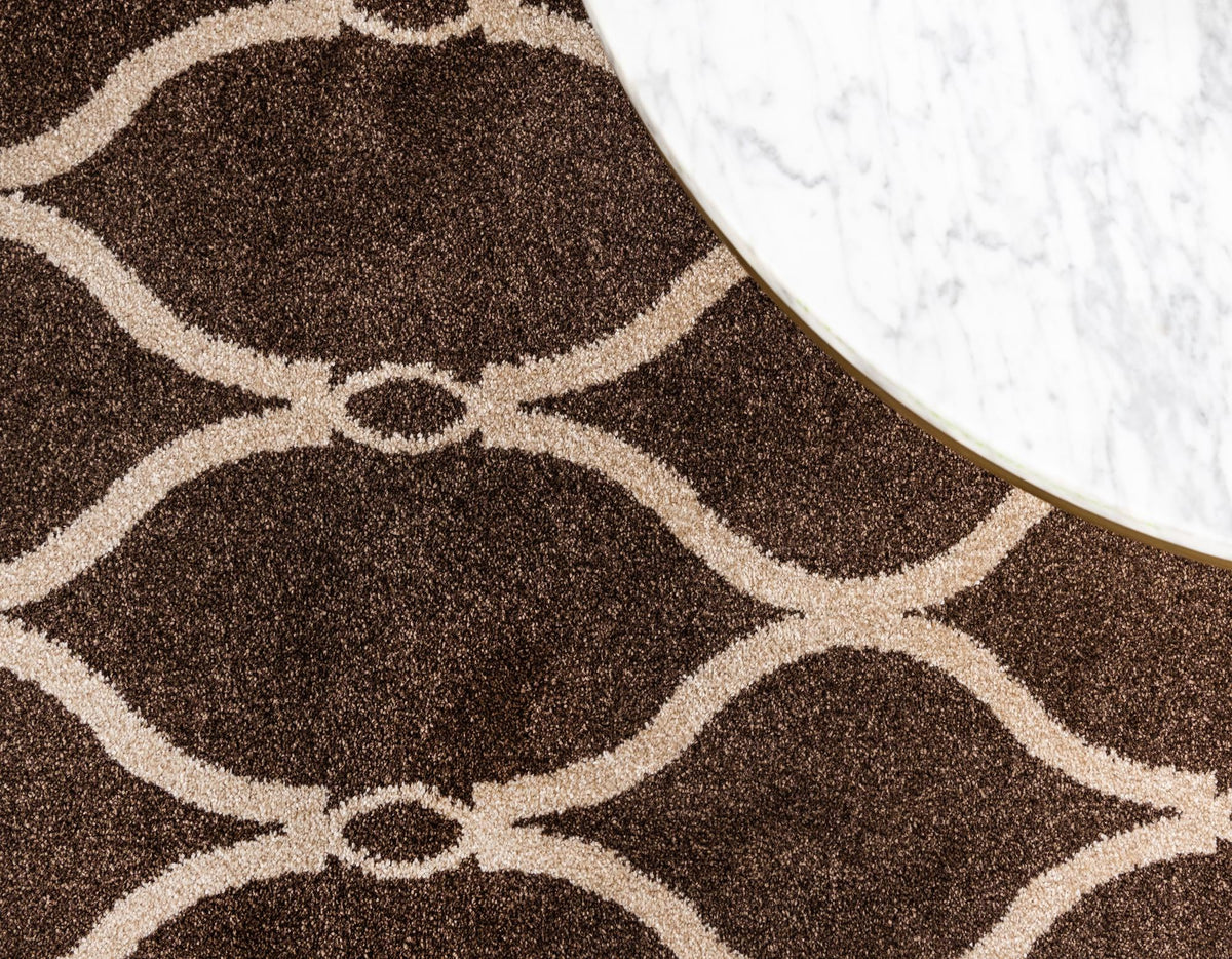 Lattice Gardens Collection Area Rug -  Vinehaven Round Brown  lifestyle 42