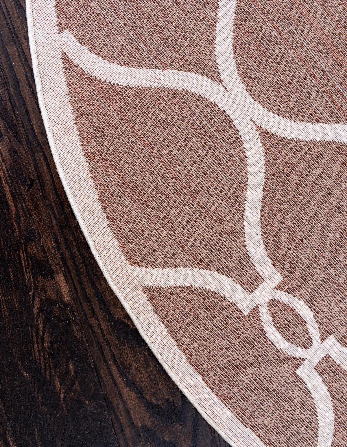 Lattice Gardens Collection Area Rug -  Vinehaven Round Brown  lifestyle 50
