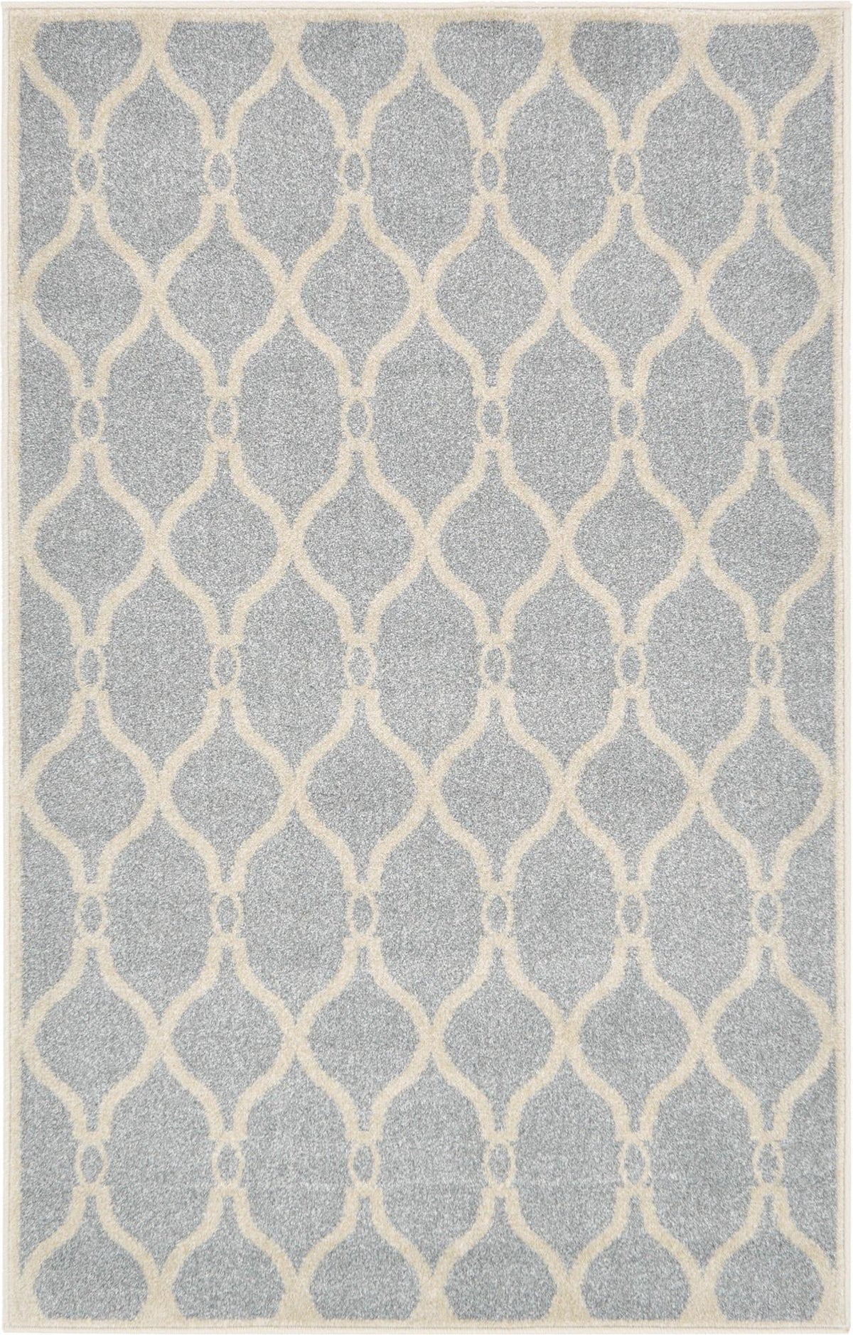 Lattice Gardens Collection Area Rug -  Rosetangle Rectangle Light Gray Main