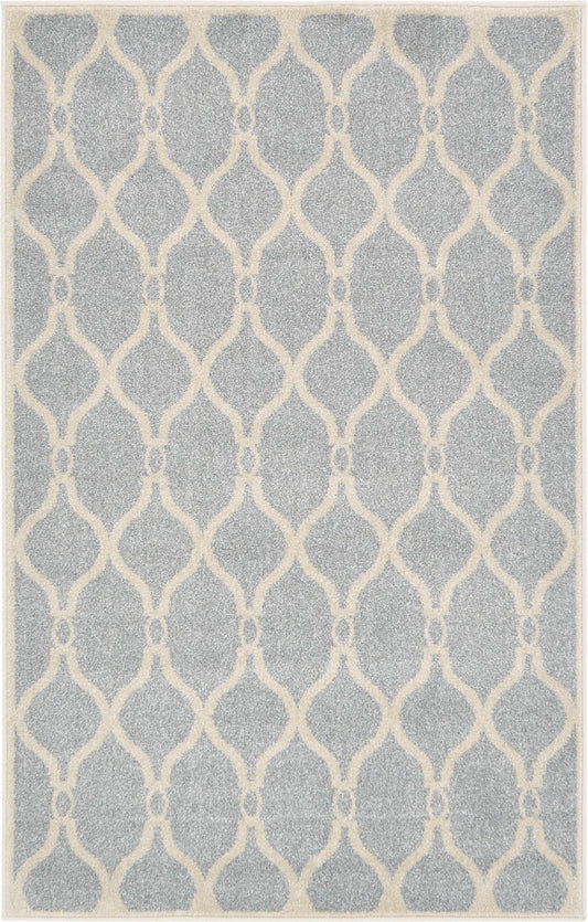 Lattice Gardens Collection Area Rug -  Rosetangle Rectangle Light Gray Main