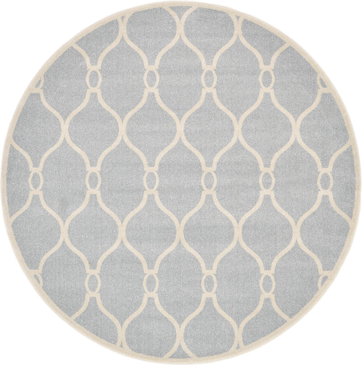 Lattice Gardens Collection Area Rug -  Rosetangle Round Light Gray  lifestyle 11