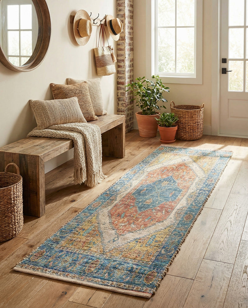 Savannah Threads Collection Area Rug - Charleston Runner Orange Yellow  lifestyle 46