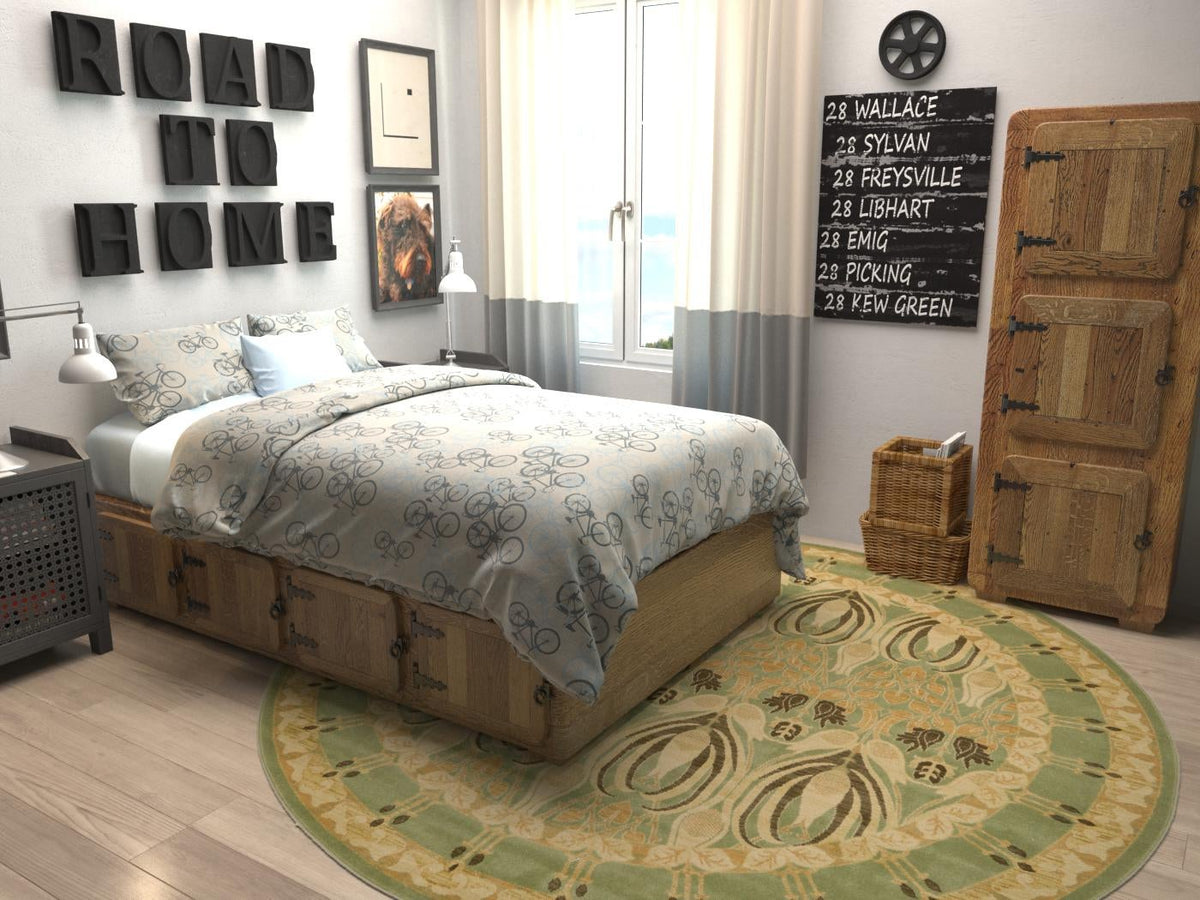 Chelsea Elegance Collection Area Rug -  Brompton (Light Green) Round Light Green  lifestyle 14