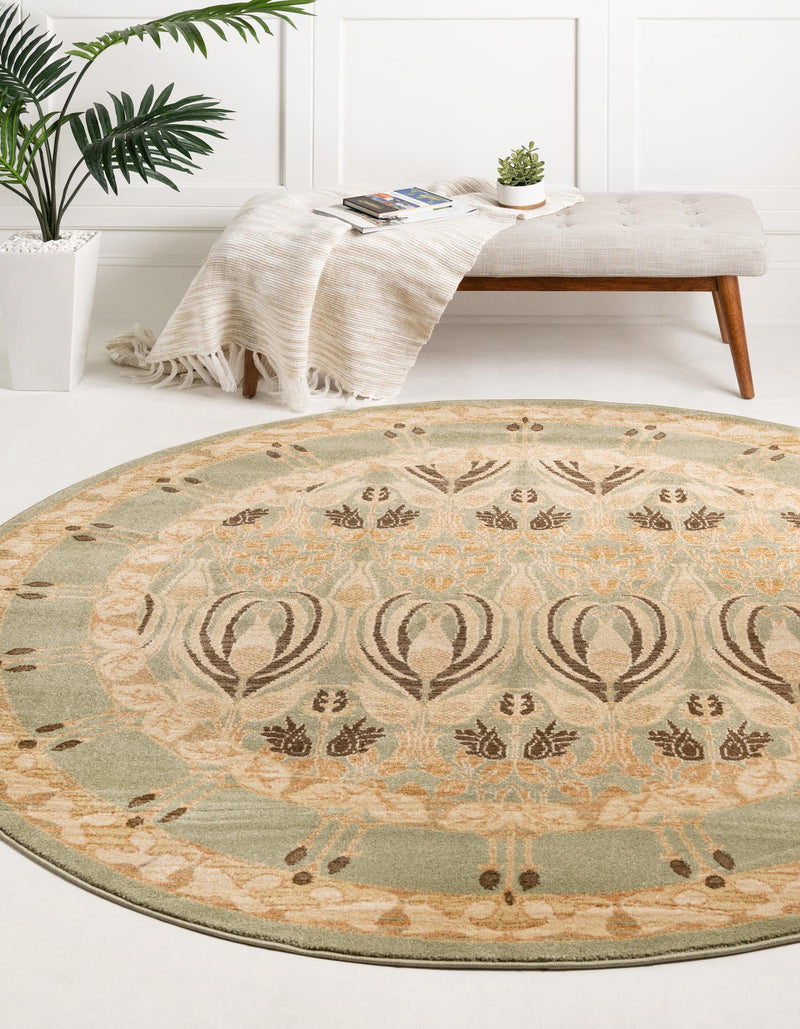 Chelsea Elegance Collection Area Rug -  Brompton (Light Green) Round Light Green  lifestyle 11