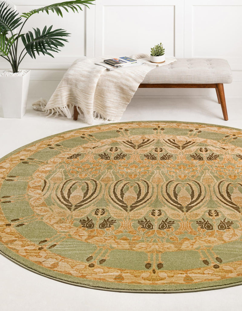 Chelsea Elegance Collection Area Rug -  Brompton (Light Green) Round Light Green  lifestyle 28