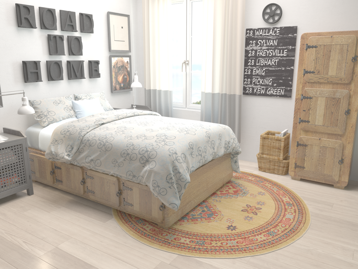 Persian Elegance Collection Area Rug -  Kerman Round Beige  lifestyle 2