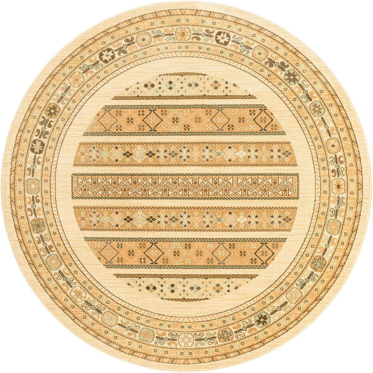 Zagros Oasis Collection Area Rug -  Khorramabad Round Ivory  lifestyle 85