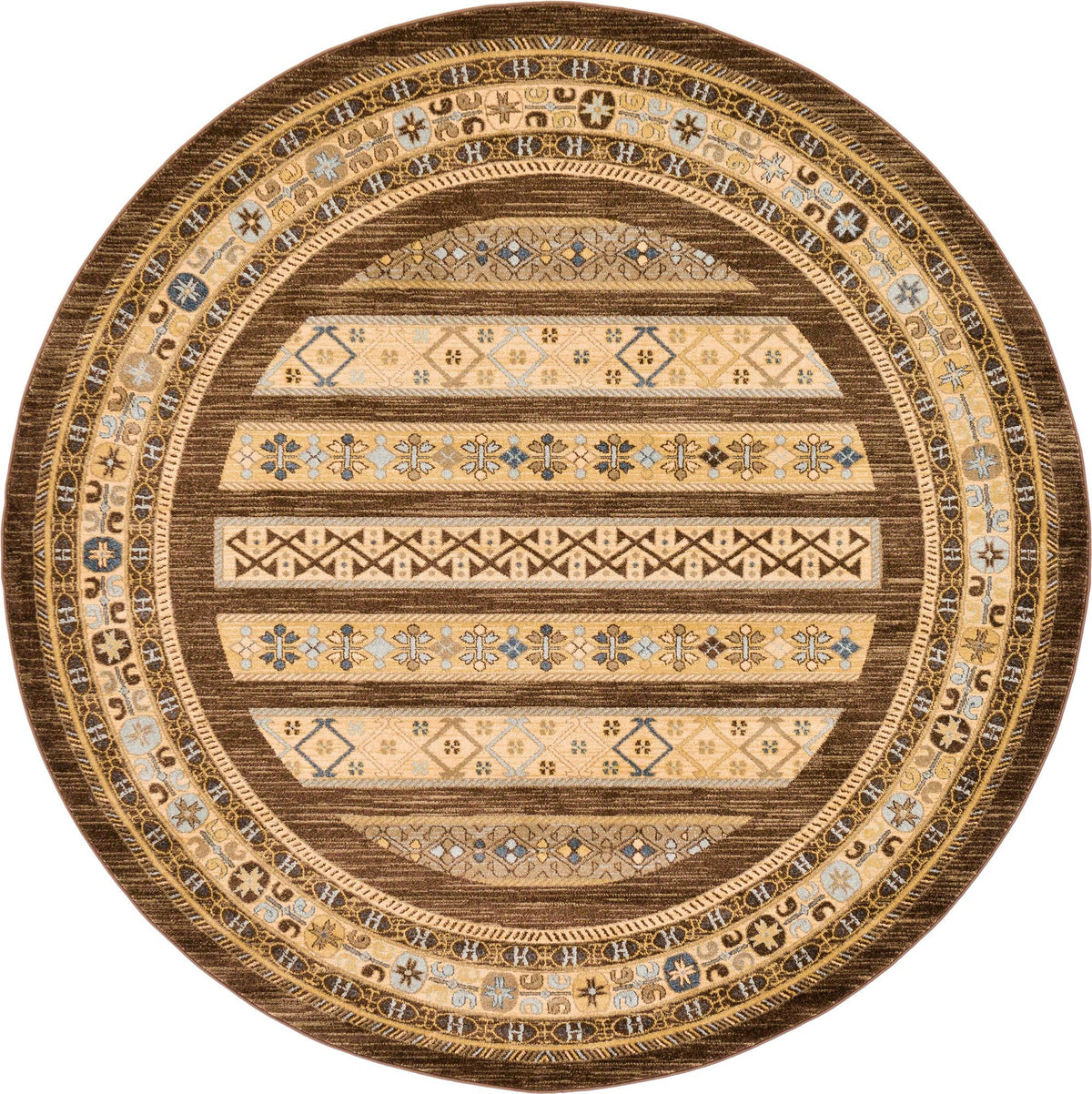 Zagros Oasis Collection Area Rug -  Khorramabad Round Brown  lifestyle 83