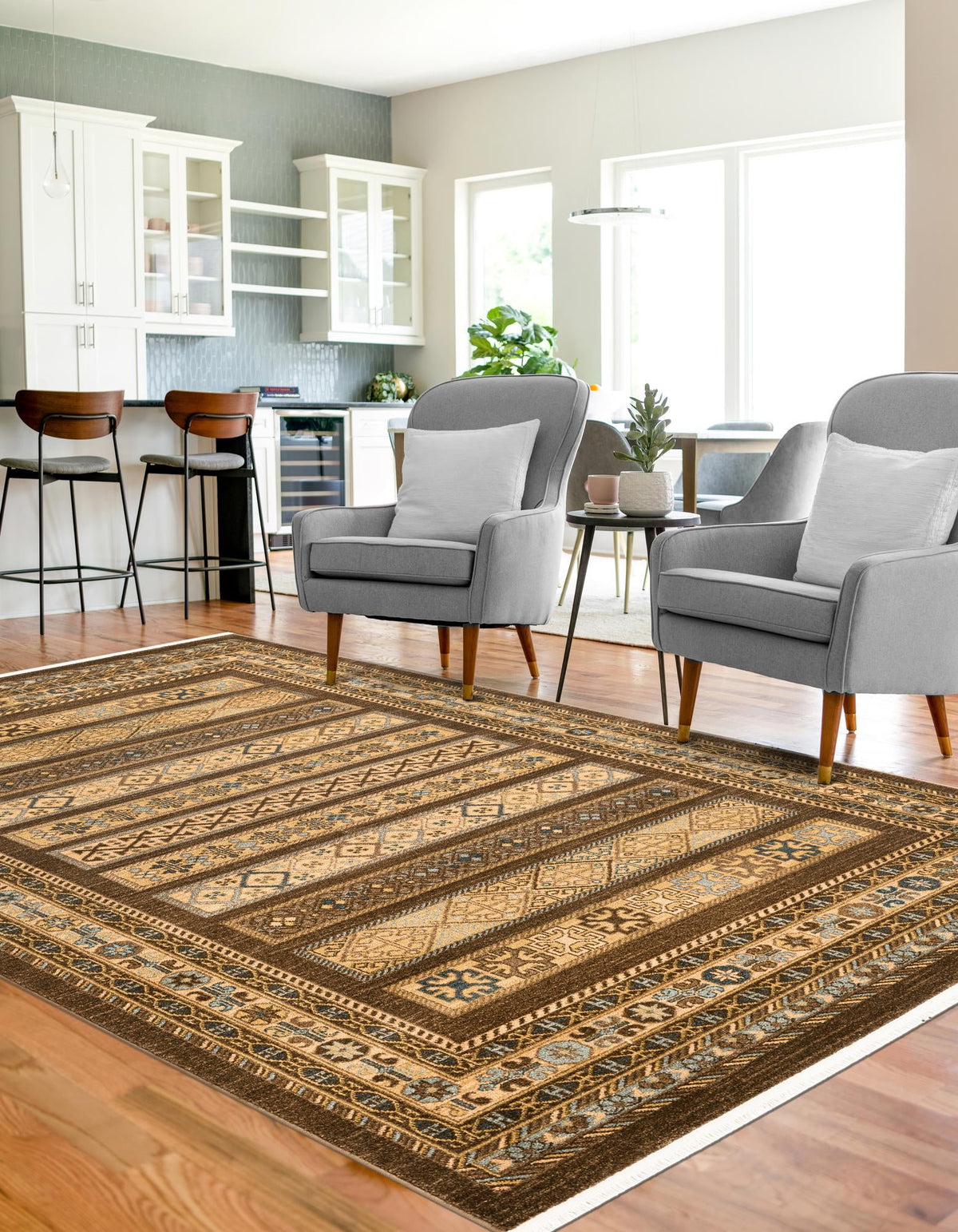Zagros Oasis Collection Area Rug -  Khorramabad Rectangle Brown  lifestyle 9