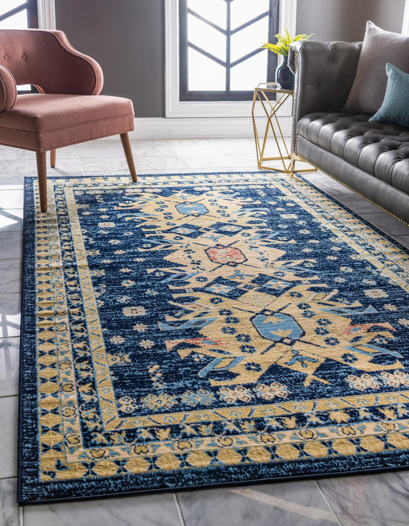 Tabriz Tapestries Collection Area Rug - Azerbaijan (Navy Blue) Rectangle Navy Blue  lifestyle 2