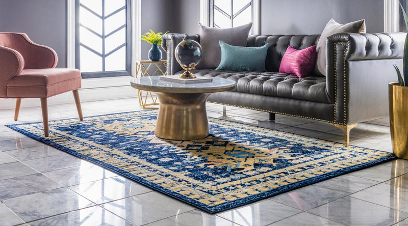 Tabriz Tapestries Collection Area Rug - Azerbaijan (Navy Blue) Rectangle Navy Blue  lifestyle 4