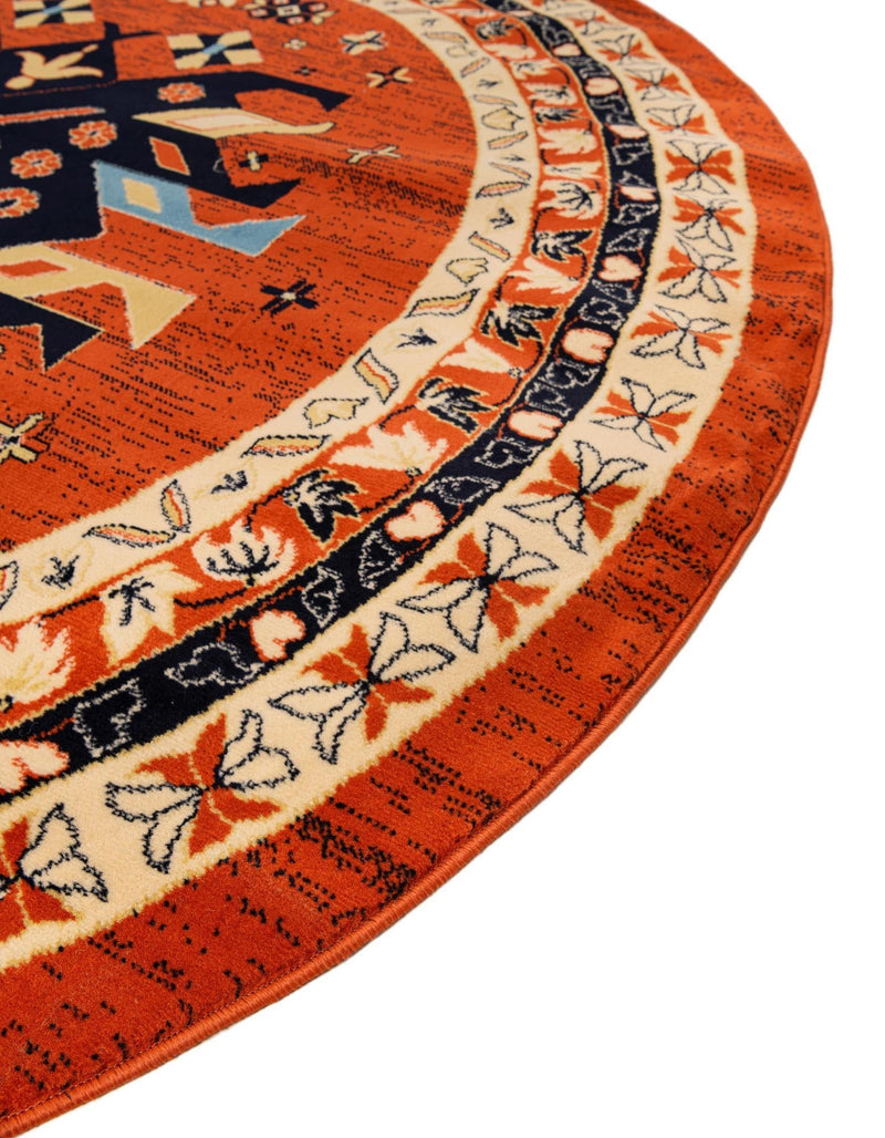 Tabriz Tapestries Collection Area Rug - Azerbaijan (Terracotta) Round Terracotta  lifestyle 30