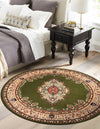 Tabriz Tapestry Collection Area Rug - Azerbaijan (Green) Round Green  lifestyle 22