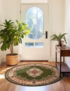 Tabriz Tapestry Collection Area Rug - Azerbaijan (Green) Round Green  lifestyle 25