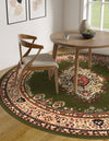 Tabriz Tapestry Collection Area Rug - Azerbaijan (Green) Round Green  lifestyle 28