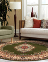 Tabriz Tapestry Collection Area Rug - Azerbaijan (Green) Round Green  lifestyle 33