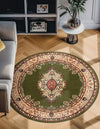 Tabriz Tapestry Collection Area Rug - Azerbaijan (Green) Round Green  lifestyle 36