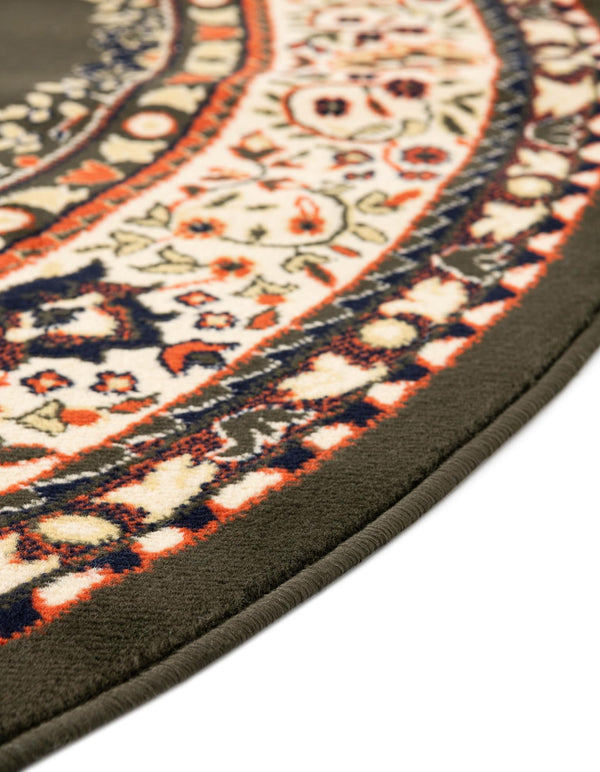 Tabriz Tapestry Collection Area Rug - Azerbaijan (Green) Round Green  lifestyle 37