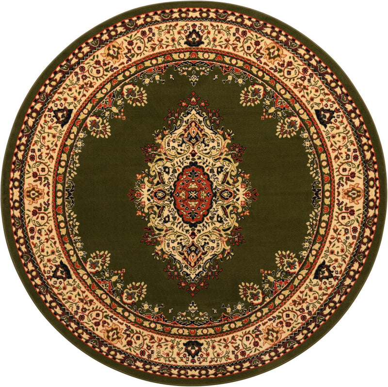 Tabriz Tapestry Collection Area Rug - Azerbaijan (Green) Round Green  lifestyle 19