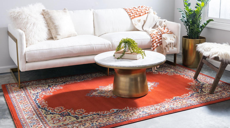 Tabriz Tapestry Collection Area Rug - Azerbaijan (Terracotta) Rectangle Terracotta  lifestyle 5
