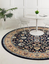 Isfahan Elegance Collection Area Rug - Naghsh-e Jahan (Navy Blue) Round Navy Blue  lifestyle 19