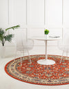 Isfahan Elegance Collection Area Rug - Naghsh-e Jahan (Terracotta) Round Terracotta  lifestyle 18