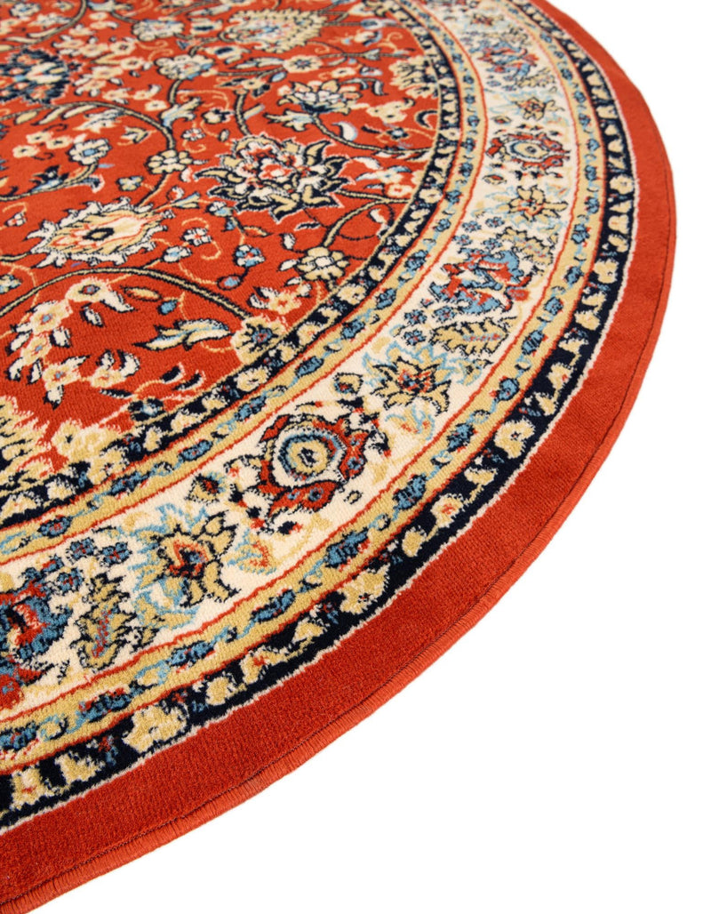 Isfahan Elegance Collection Area Rug - Naghsh-e Jahan (Terracotta) Round Terracotta  lifestyle 27