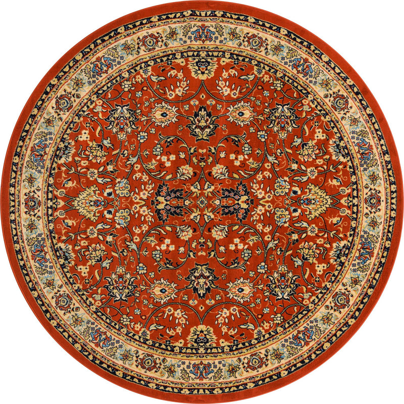Isfahan Elegance Collection Area Rug - Naghsh-e Jahan (Terracotta) Round Terracotta  lifestyle 11
