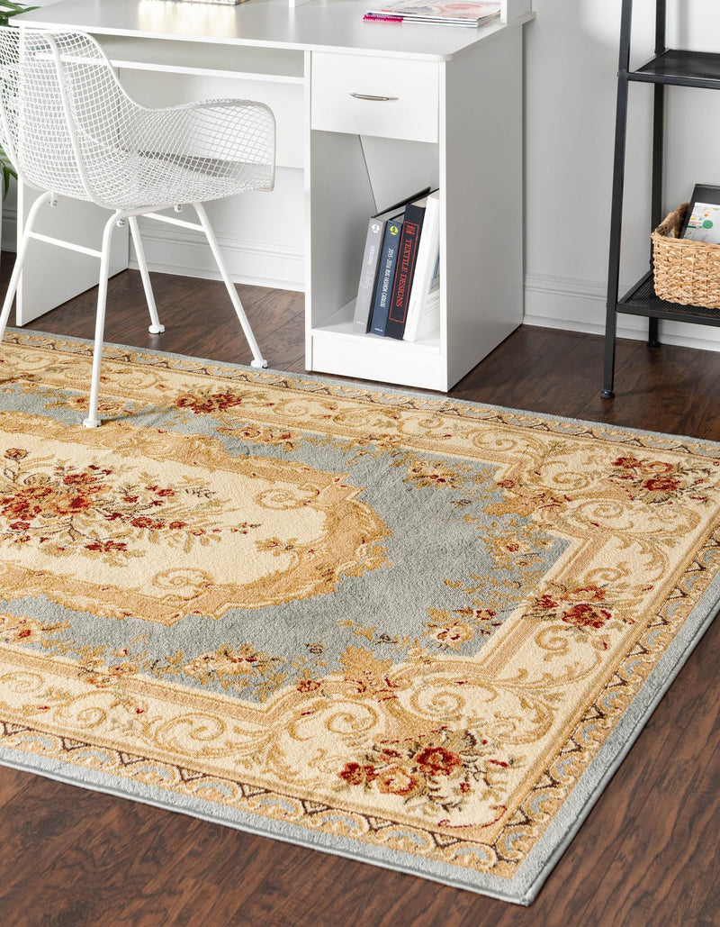 Versailles Elegance Collection Area Rug -  Louveciennes (Light Blue) Rectangle Light Blue  lifestyle 3