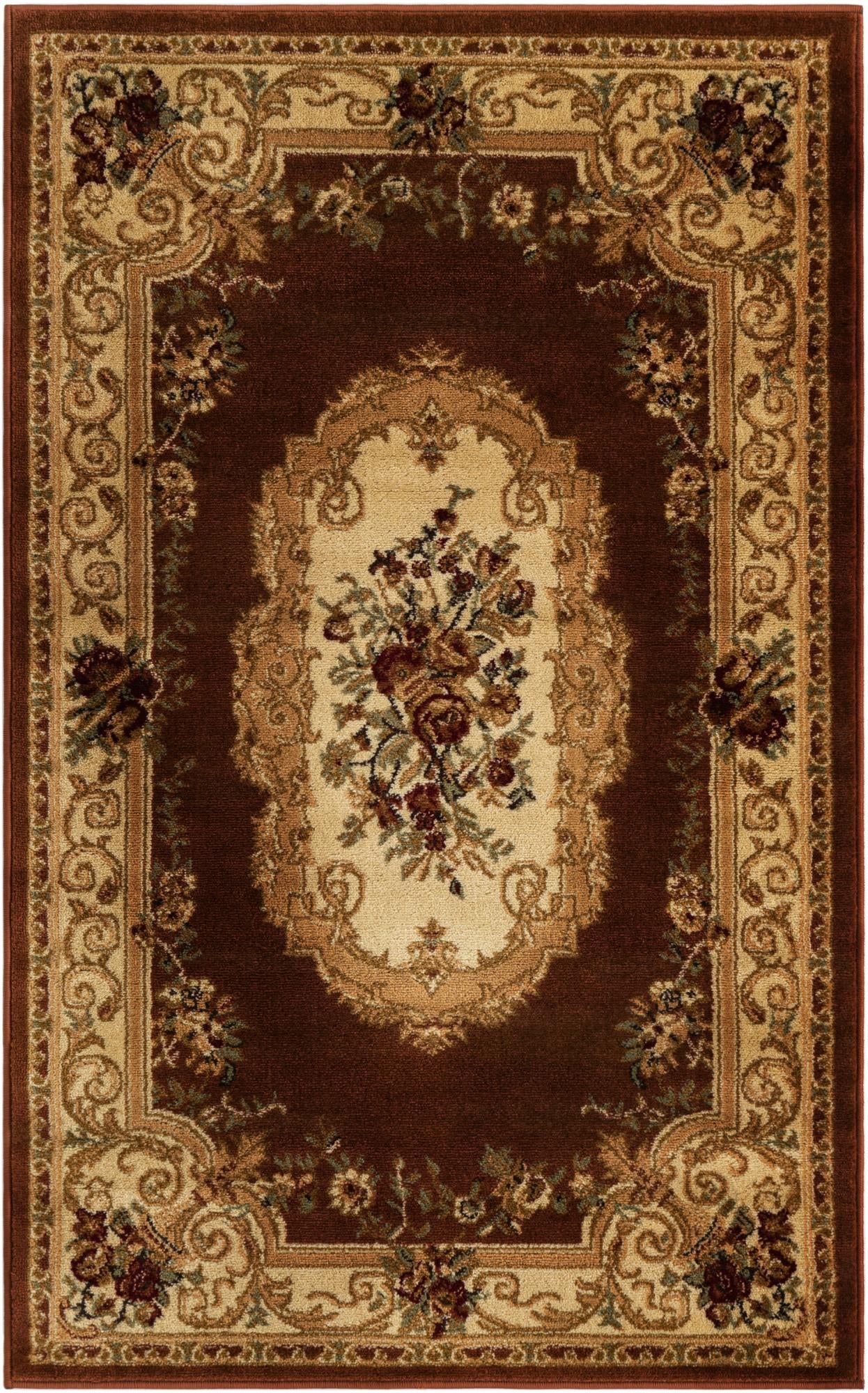 Versailles Elegance Collection Area Rug -  Louveciennes (Brick Red) Rectangle Brick Red Main