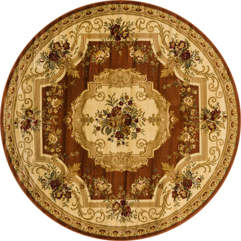 Versailles Elegance Collection Area Rug -  Louveciennes (Brick Red) Round Brick Red  lifestyle 17
