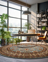 Jaipur Elegance Collection Area Rug -  Nahargarh (Light Blue) Round Light Blue  lifestyle 33