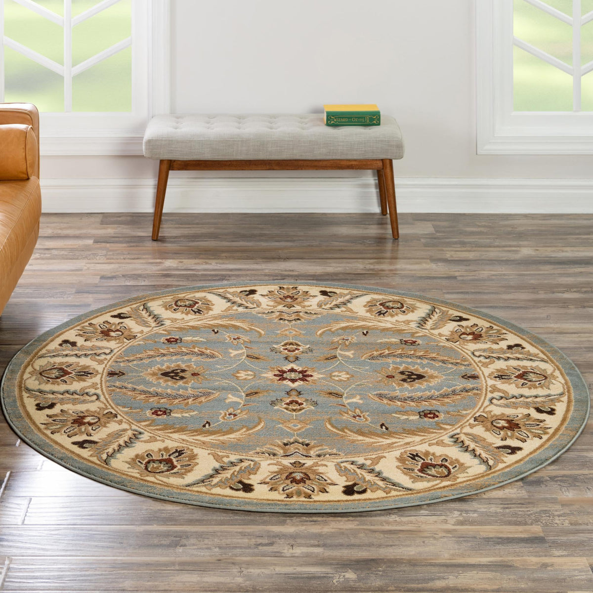Jaipur Elegance Collection Area Rug -  Lal Round Light Blue  lifestyle 188
