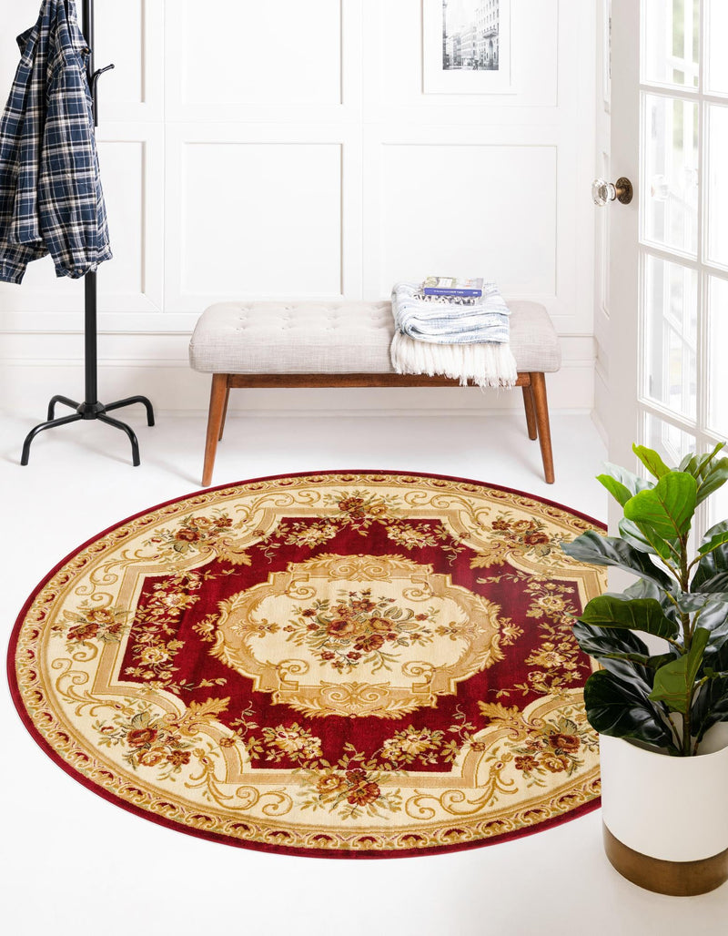 Versailles Elegance Collection Area Rug -  Louveciennes (Red) Round Red  lifestyle 25