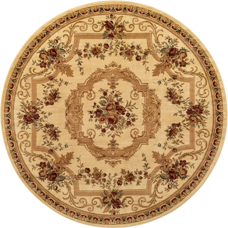 Versailles Elegance Collection Area Rug -  Louveciennes (Cream) Round Cream  lifestyle 18