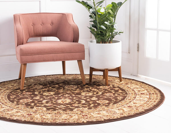 Jaipur Elegance Collection Area Rug -  Nahargarh (Brown) Round Brown  lifestyle 23