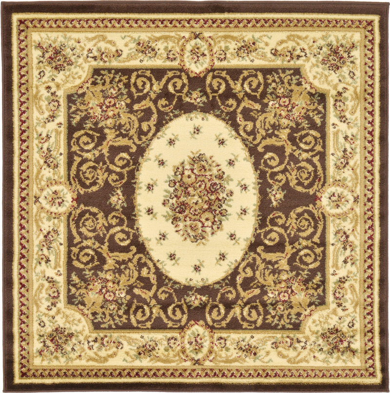 Versailles Elegance Collection Area Rug -  Saint-Cloud Square Brown  lifestyle 9