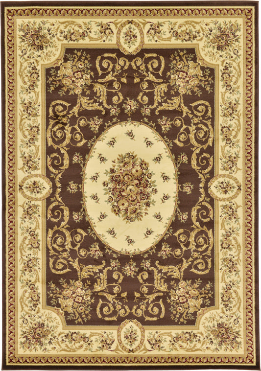 Versailles Elegance Collection Area Rug -  Saint-Cloud Rectangle Brown  lifestyle 2