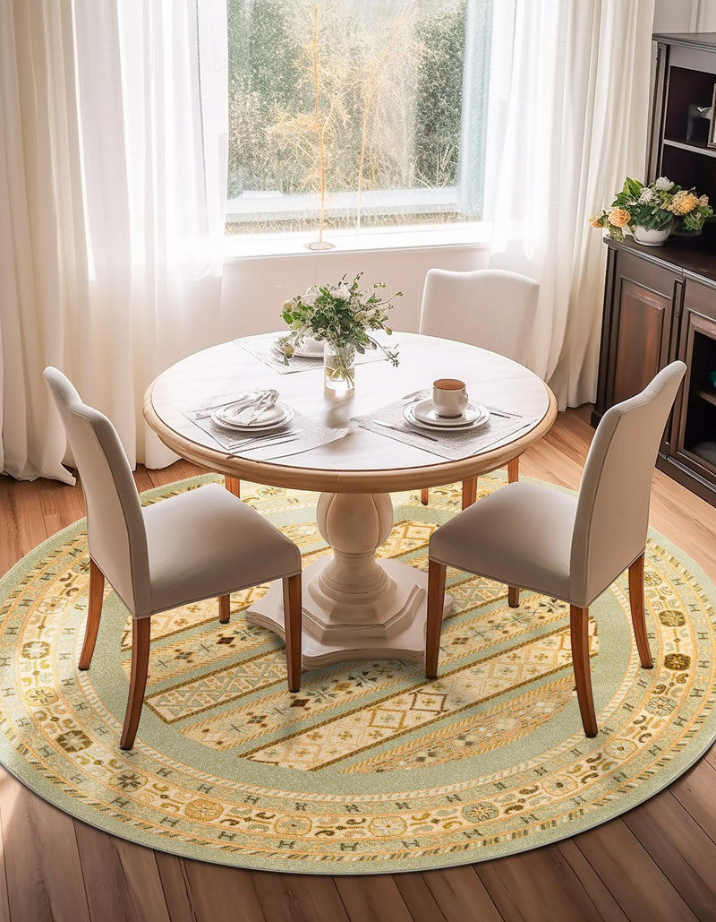 Zagros Oasis Collection Area Rug -  Khorramabad Round Light Green  lifestyle 189