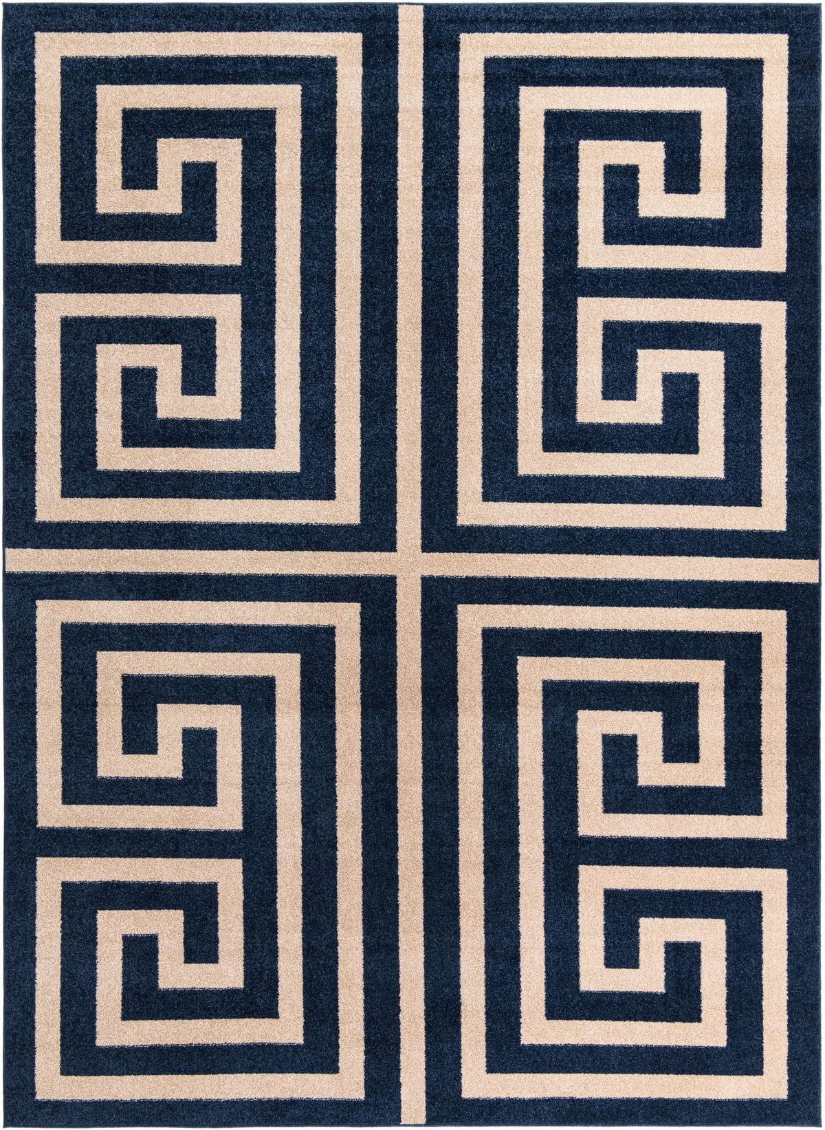 Aegean Labyrinth Collection Area Rug -  Mykonos Rectangle Navy Blue  lifestyle 4