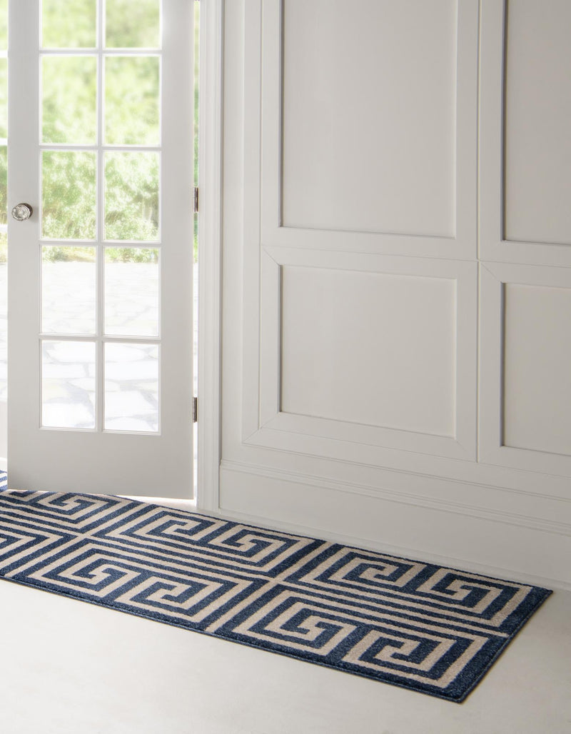 Aegean Labyrinth Collection Area Rug -  Mykonos Runner Navy Blue  lifestyle 55