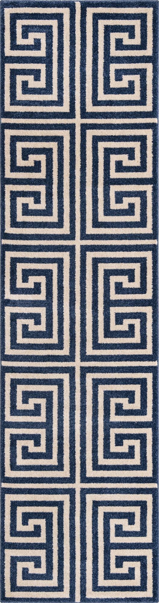 Aegean Labyrinth Collection Area Rug -  Mykonos Runner Navy Blue  lifestyle 46